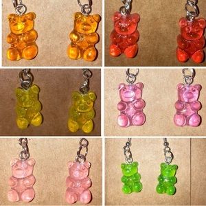 ☀️3/$12 ☀️ Gummy Bear Earrings With Sterling Silver Hooks.